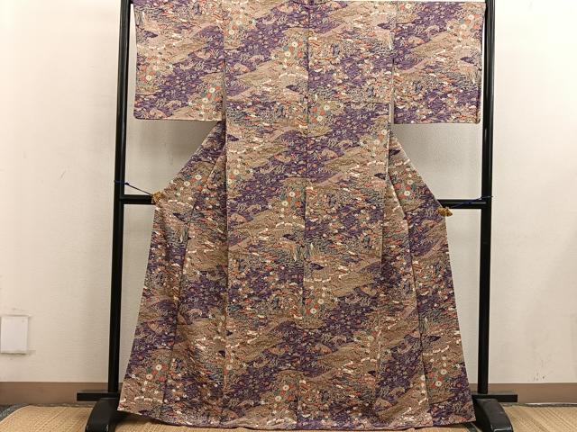 平和屋着物■上質な小紋　風景花鳥文　正絹　逸品　BAAX5081mz