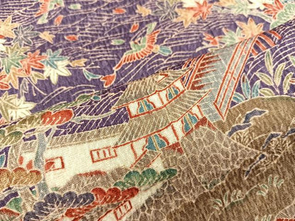 平和屋着物■上質な小紋　風景花鳥文　正絹　逸品　BAAX5081mz