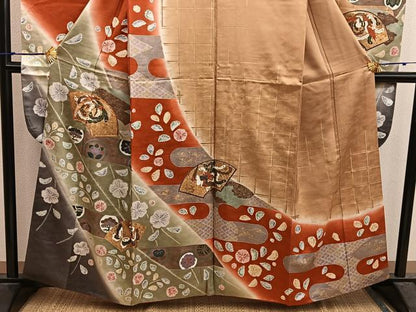 平和屋着物■豪華振袖　駒刺繍　鳳凰地紙花文　暈し染め　金彩　正絹　逸品　BAAX5089mz