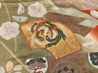 平和屋着物■豪華振袖　駒刺繍　鳳凰地紙花文　暈し染め　金彩　正絹　逸品　BAAX5089mz