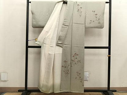 平和屋着物■訪問着　手描き　枝葉文　正絹　逸品　BAAX5091mz