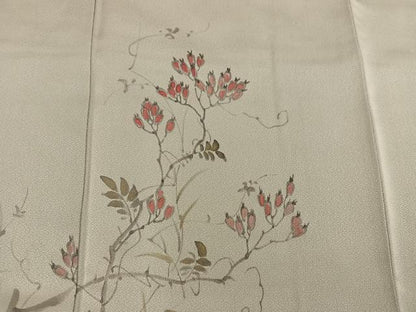 平和屋着物■訪問着　手描き　枝葉文　正絹　逸品　BAAX5091mz