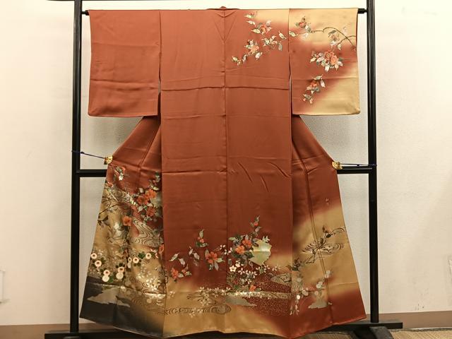 平和屋着物■訪問着　作家物　草花文　暈し染め　正絹　逸品　BAAX5092mz
