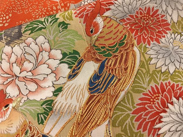 平和屋着物■豪華黒留袖　駒刺繍　飛鶴花鳥文　金彩　正絹　逸品　BAAX5093mz