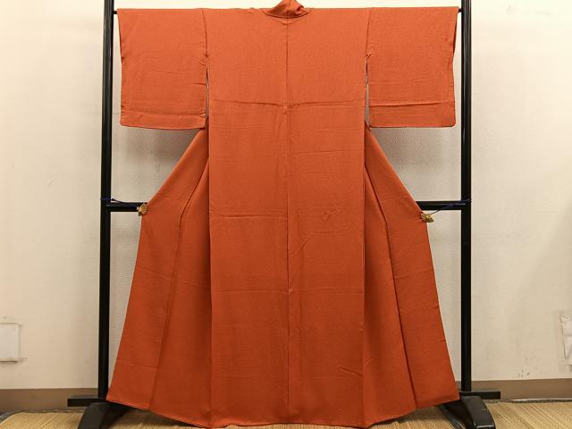 平和屋着物■上質な色無地　緋色　正絹　逸品　BAAX5096mz