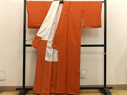 平和屋着物■上質な色無地　緋色　正絹　逸品　BAAX5096mz