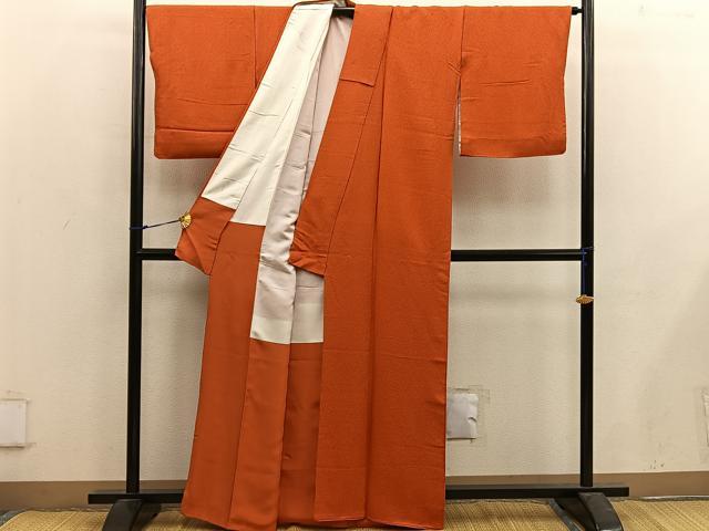 平和屋着物■上質な色無地　緋色　正絹　逸品　BAAX5096mz