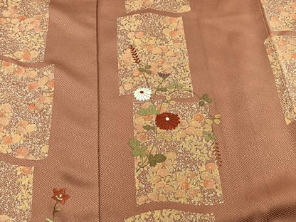 平和屋着物■訪問着　刺繍　枝花文　正絹　逸品　BAAX5097mz
