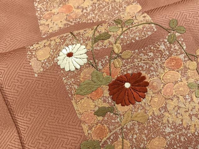 平和屋着物■訪問着　刺繍　枝花文　正絹　逸品　BAAX5097mz