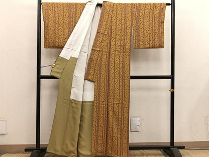 平和屋着物■上質な小紋　作家物　草葉間道　金彩　正絹　逸品　BAAX5100mz