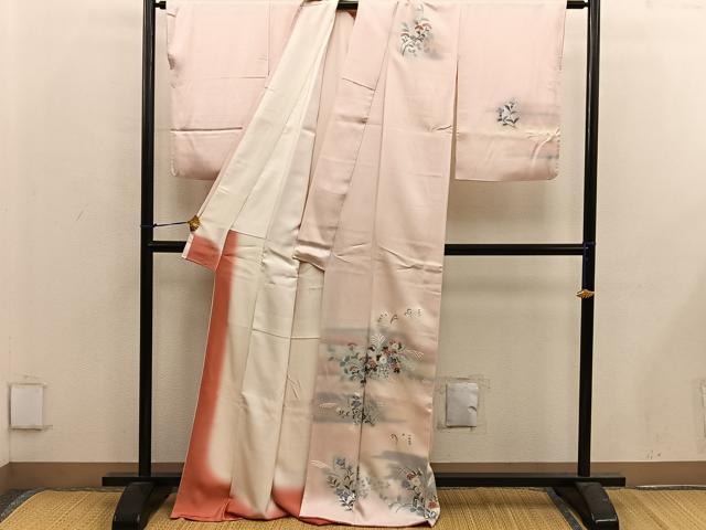 平和屋着物■訪問着　舞蝶花文　正絹　逸品　BAAX5101mz