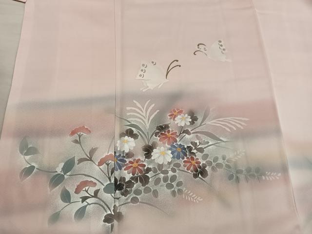 平和屋着物■訪問着　舞蝶花文　正絹　逸品　BAAX5101mz