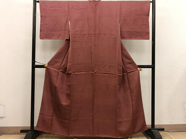 平和屋着物■上質な色無地　栗皮茶色　正絹　逸品　未使用　BAAX5102mz
