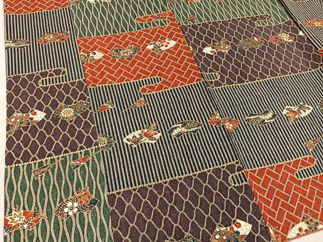 平和屋着物■日本のきもの研究家　三田村環　小紋　地紙花文　金彩　正絹　逸品　BAAX5105mz