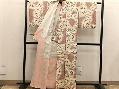 平和屋着物■上質な小紋　枝花文　寿光織　正絹　逸品　BAAX5106mz