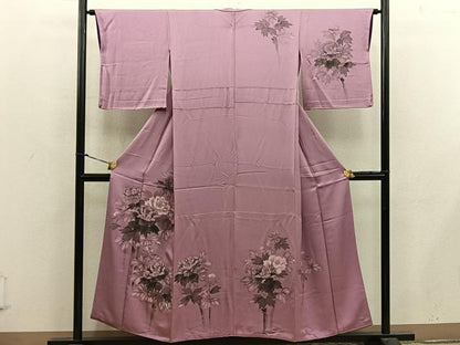 平和屋着物■訪問着　胴抜き仕立て　手描き　牡丹花文　正絹　逸品　BAAX5107mz
