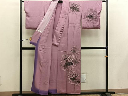 平和屋着物■訪問着　胴抜き仕立て　手描き　牡丹花文　正絹　逸品　BAAX5107mz