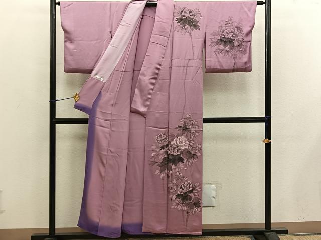平和屋着物■訪問着　胴抜き仕立て　手描き　牡丹花文　正絹　逸品　BAAX5107mz