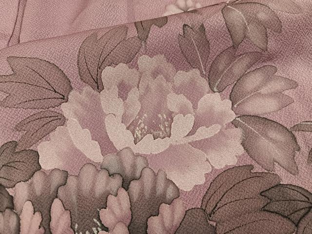 平和屋着物■訪問着　胴抜き仕立て　手描き　牡丹花文　正絹　逸品　BAAX5107mz