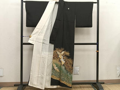 平和屋着物■豪華黒留袖　作家物　飛鶴文　暈し染め　金彩　正絹　逸品　BAAX5109mz