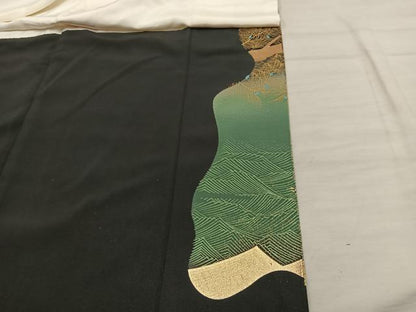 平和屋着物■豪華黒留袖　作家物　飛鶴文　暈し染め　金彩　正絹　逸品　BAAX5109mz