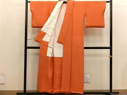 平和屋着物■上質な色無地　丹色　正絹　逸品　BAAX5112mz