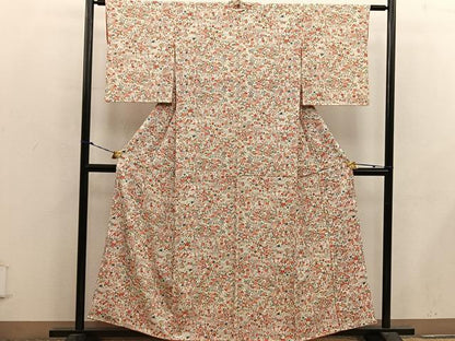 平和屋着物■上質な小紋　草花文　正絹　逸品　BAAX5113mz