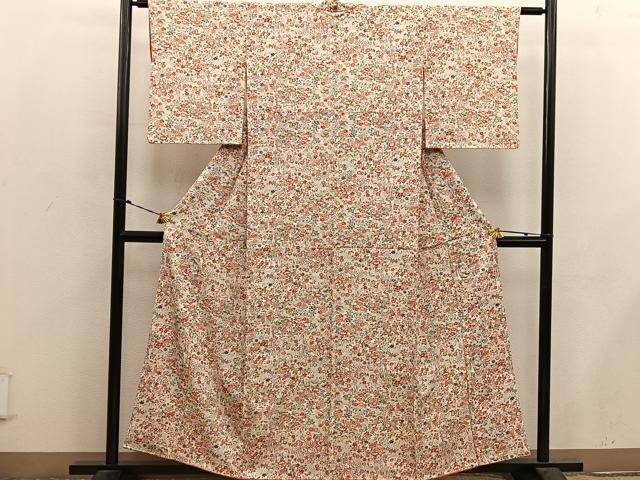 平和屋着物■上質な小紋　草花文　正絹　逸品　BAAX5113mz