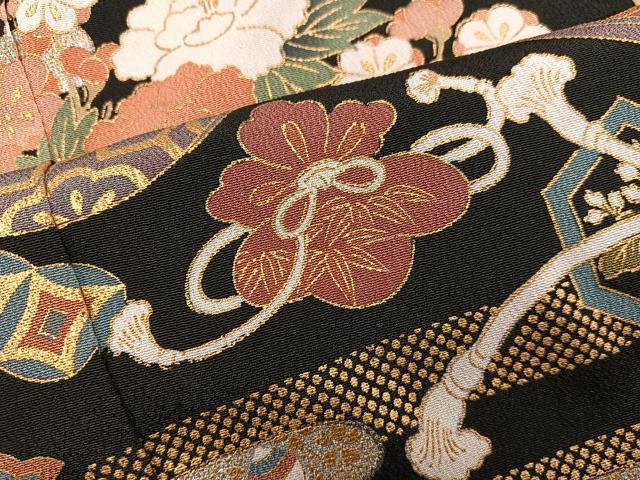 平和屋着物■豪華黒留袖　宝尽くし花車文　金彩　正絹　逸品　BAAX5115mz