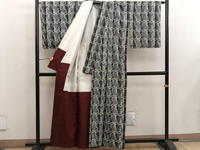 平和屋着物■上質な紬　毘沙門亀甲　正絹　逸品　未使用　BAAX5117mz