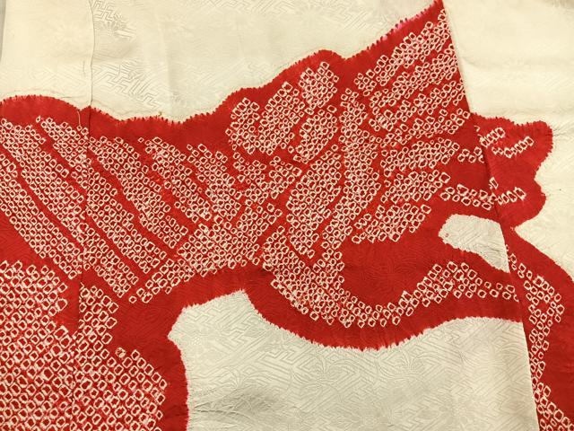 平和屋着物■振袖用長襦袢　袷　絞り　飛鶴文　正絹　逸品　BAAX5119mz