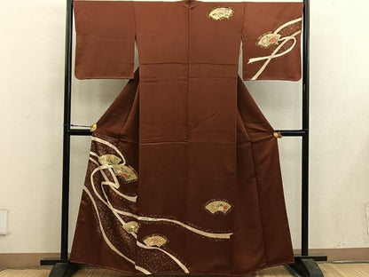 平和屋着物■訪問着　地紙重ね花文　金銀彩　正絹　逸品　BAAX5121mz