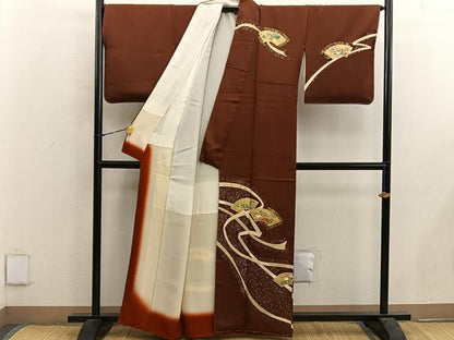 平和屋着物■訪問着　地紙重ね花文　金銀彩　正絹　逸品　BAAX5121mz