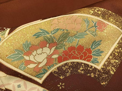 平和屋着物■訪問着　地紙重ね花文　金銀彩　正絹　逸品　BAAX5121mz
