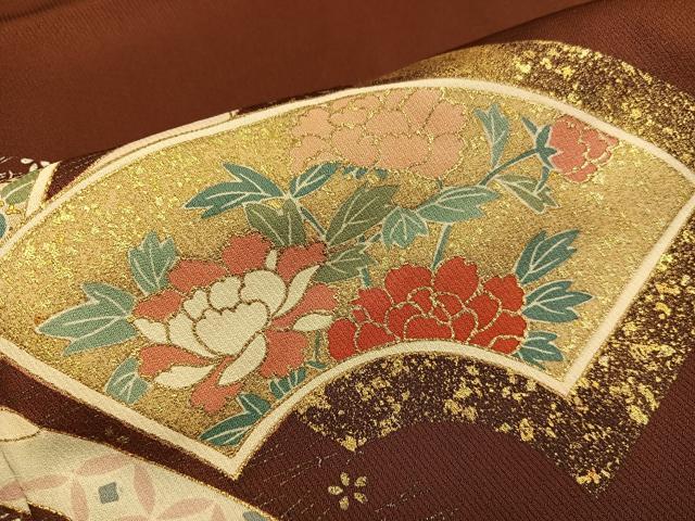 平和屋着物■訪問着　地紙重ね花文　金銀彩　正絹　逸品　BAAX5121mz