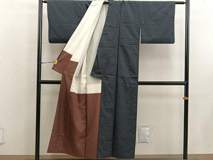平和屋着物■上質な紬　亀甲文　正絹　逸品　BAAX5123mz