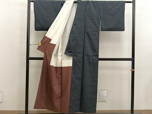 平和屋着物■上質な紬　亀甲文　正絹　逸品　BAAX5123mz