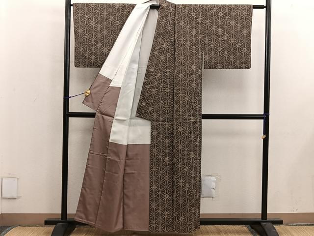 平和屋着物■上質な紬　草葉文　正絹　逸品　BAAX5124mz