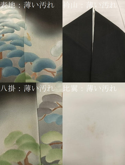 平和屋着物■豪華黒留袖　刺繍　枝松文　暈し染め　金糸　正絹　逸品　BAAX5125mz