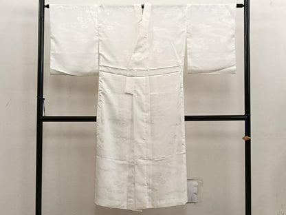 平和屋着物■長襦袢　無双仕立て　流水花地紋　白色　洗える着物　BAAX5129mz