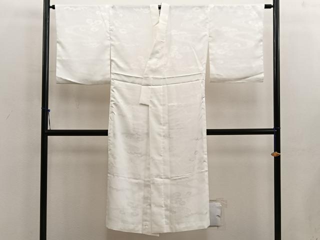 平和屋着物■長襦袢　無双仕立て　流水花地紋　白色　洗える着物　BAAX5129mz