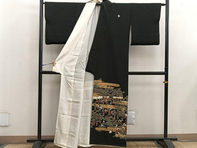 平和屋着物■高級染元　粋峰　林芳夫　京加賀友禅　黒留袖　大名行列　金彩　やまと誂製　正絹　逸品　BAAX5133mz