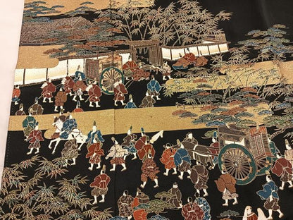 平和屋着物■高級染元　粋峰　林芳夫　京加賀友禅　黒留袖　大名行列　金彩　やまと誂製　正絹　逸品　BAAX5133mz
