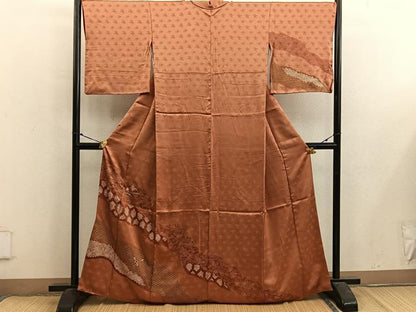 平和屋着物■訪問着　刺繍　芝草花文　金彩　正絹　逸品　BAAX5134mz