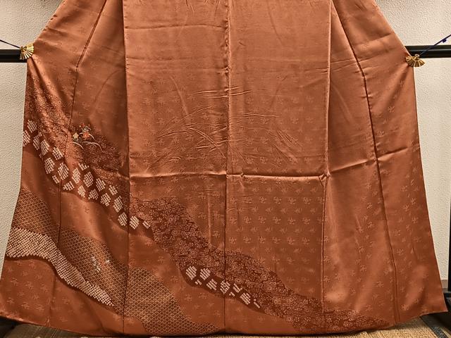 平和屋着物■訪問着　刺繍　芝草花文　金彩　正絹　逸品　BAAX5134mz