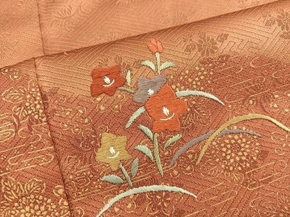 平和屋着物■訪問着　刺繍　芝草花文　金彩　正絹　逸品　BAAX5134mz