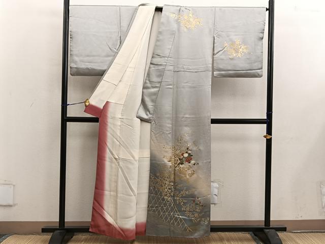 平和屋着物■訪問着　菊花文　暈し染め　金彩　正絹　逸品　BAAX5135mz