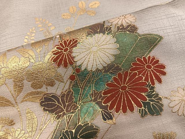 平和屋着物■訪問着　菊花文　暈し染め　金彩　正絹　逸品　BAAX5135mz