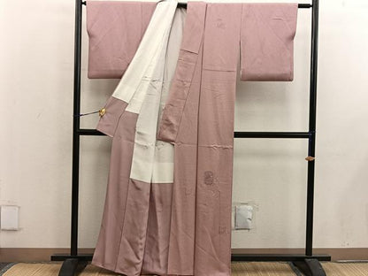 平和屋着物■訪問着　総刺繍　スワトウ刺繍　貝桶花文　遠州茶色　正絹　逸品　BAAX5138mz