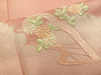 平和屋着物■豪華色留袖　総刺繍　片輪車花文　暈し染め　正絹　逸品　BAAX5139mz